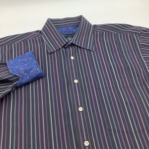 Ted‎ Baker London Mens Long Sleeve Button Up Shirt Striped Size 16 32/33